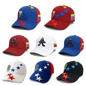 Venezuelan Flag Baseball Cap 2026 Embroidered Letters Adjustable Unisex Black White Blue with Stars Emblems for Outdoor Sports Cheering Caps