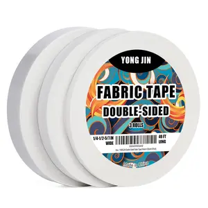 3 Rolls Double Sided Fabric Tape for Hemming, No Sew No Iron Hem Tape for Pants, Removable Residue-Free Tape for Clothes Repair, Curtains and DIY Crafts, Includes 1/4", 1/2", 5/7" x 49ft