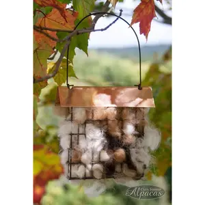 [IF CUSTOM, MESSAGE ME] Unique Bird Lover Watcher Gift, Alpaca Wool Nesting Materials in Suet Cage Feeder, Grapevine Ball Alternative, Eco Friendly Garden Ornament [IF CUSTOM, MESSAGE ME]