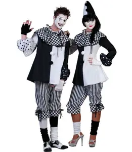 Adult Men's Boys Creepy Halloween Clown Costume Party Black & White - MEDIUM
