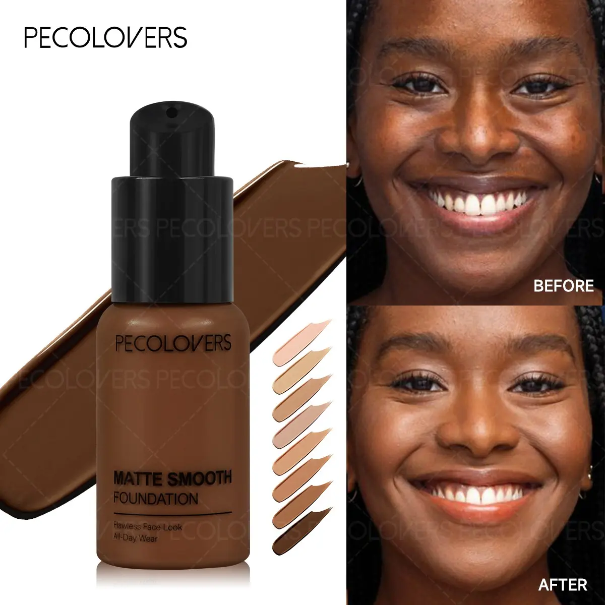 1Pc Matte Foundation - Flawless Base Foundation, Long-Lasting Oil Control, Flawless Look For All Occasions, Natural And Beige, Face Cosmetic