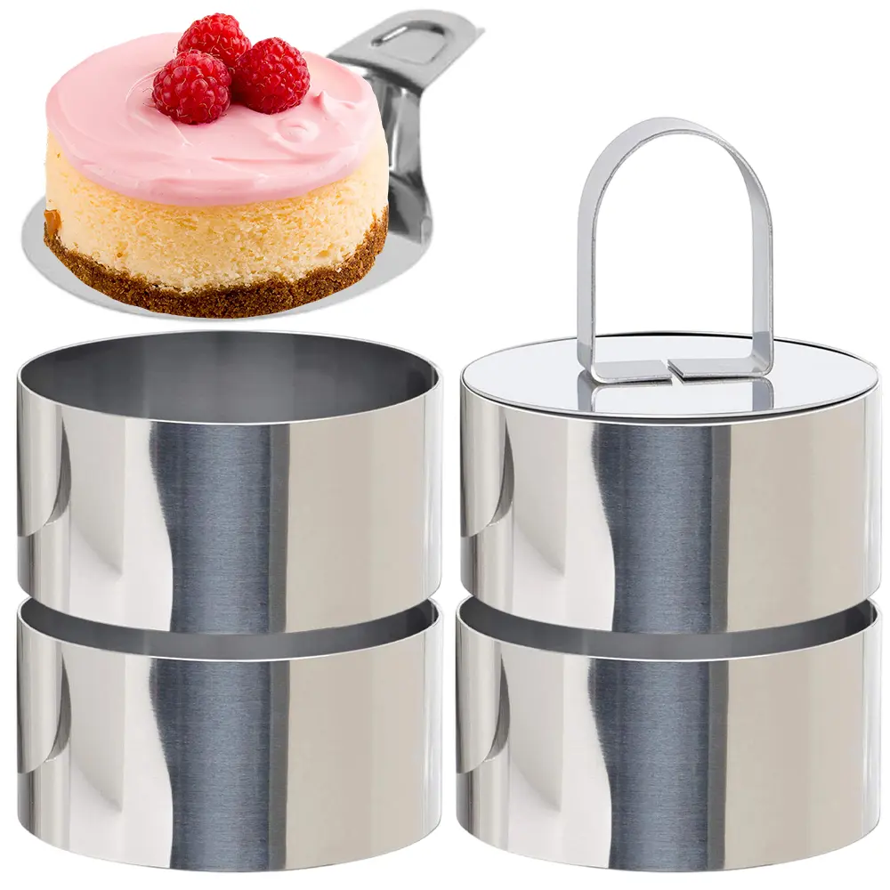 4 Packs Stainless Steel 3” Cooking Crumpet Rings with 1 Pusher & 1 Demoulding Shovel Kit for Cooking & Baking, Easy Release Crumpet Rings, Dishwasher Safe & Leak-Proof Silver Kitchen Tools