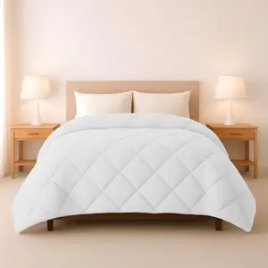 Lightweight Comforters Queen Size Easy Care Microfiber Quilted Diamond Stitching Comforter - White