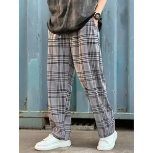 ( Five-star review)Loose-Fit Men's Plaid Print Drawstring Waist Pants