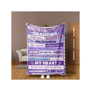 Grandma Blanket - Soft Flannel Throw With "To My Grandma" Message, All-Season Cozy Bedspread For Grandmothers, Granddaughters, Grandfathers - Warm Gift For Grandparents, Grandma Gifts, Family Keepsake, Heartfelt Design, Durable Material-30*40in