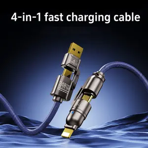 universal 4-in-1 multi Fast  charging Cable for Apple Lightning & Android Type-C Devices Braided Wires Compatible with Mobile Phones Laptops Tablets Cellphone Charger 240w cord usb ctolightning bend resistant usb-c cable pd long charger Electronic