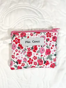 Keychain Clutch Wallet in Pink and Red Floral