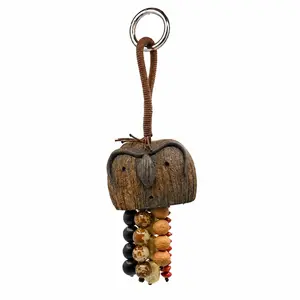 Natural Seed Shell Wind Chime Bag Charm, Handmade Boho Car Hanging Ornament, Healing Style Gift for Women