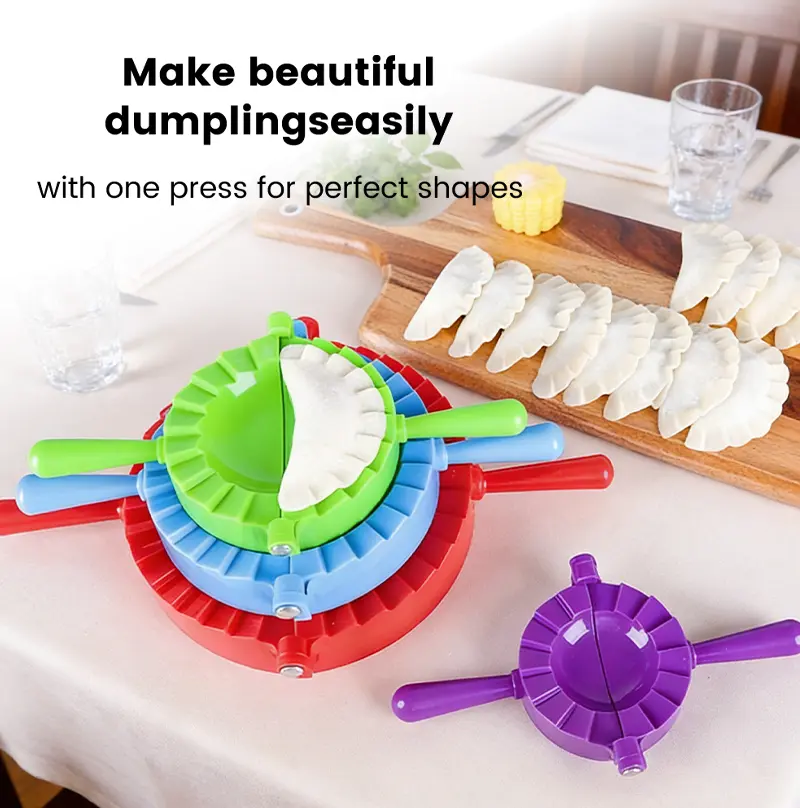ANJUKE 4-Piece Magic Dumpling Maker Kit - Kitchen Utensils, Kitchen Household Products with Handle for Various Dumpling Shapes, Wonton Dough Press and Pasta Making Tools