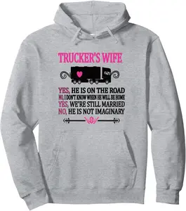 Proud Trucker's Wife Funny Truck Driver Wife Pullover Hoodie