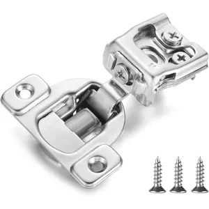 4 Pack 1 Inch Overlay Soft Close Cabinet Hinges, Concealed Kitchen Hinges for Face Frame Door, European Hinges with Brushed Nickel