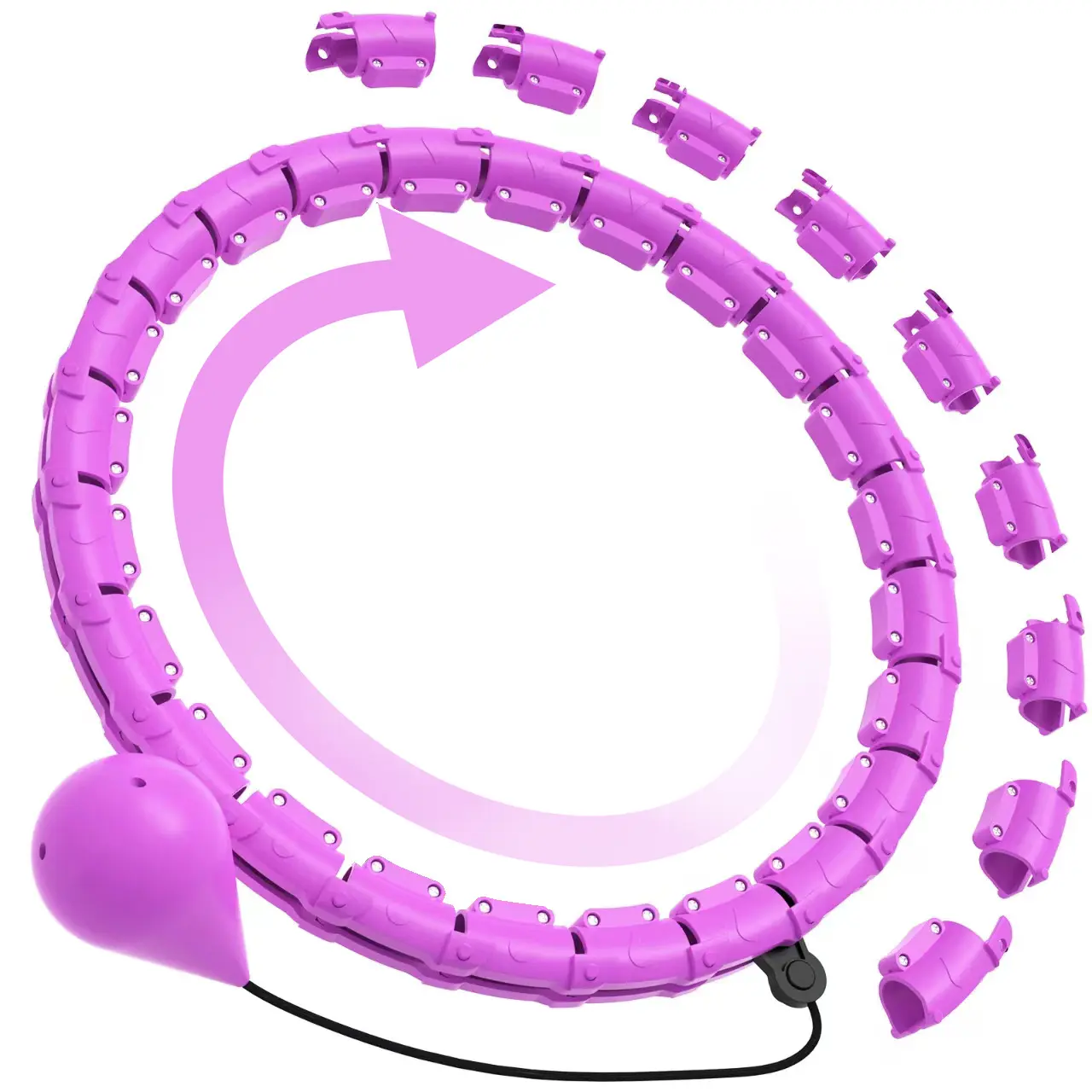 Adjustable Weighted Smart Hula Hoop, 24 Detachable Links 360° Rotating Exercise Hoop, Fat Burning Fitness Waist Trainer for Adults & Kids Home Workout