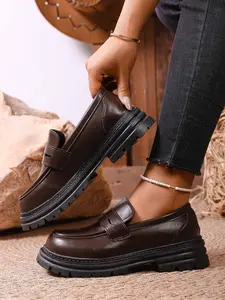 Women's Casual Thick Sole Slip-On Shoes, Spring & Fall Fashion Footwear, Sizes 36-43, All-Season Wearable Commuter Single Shoe