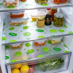 4/8 Pack Lemon Pattern Waterproof Refrigerator Mat, Moisture-Resistant Non-Slip Washable Reusable Eva Material, Kitchen Drawer Shelf Cabinet Pad, Shelf Liners
