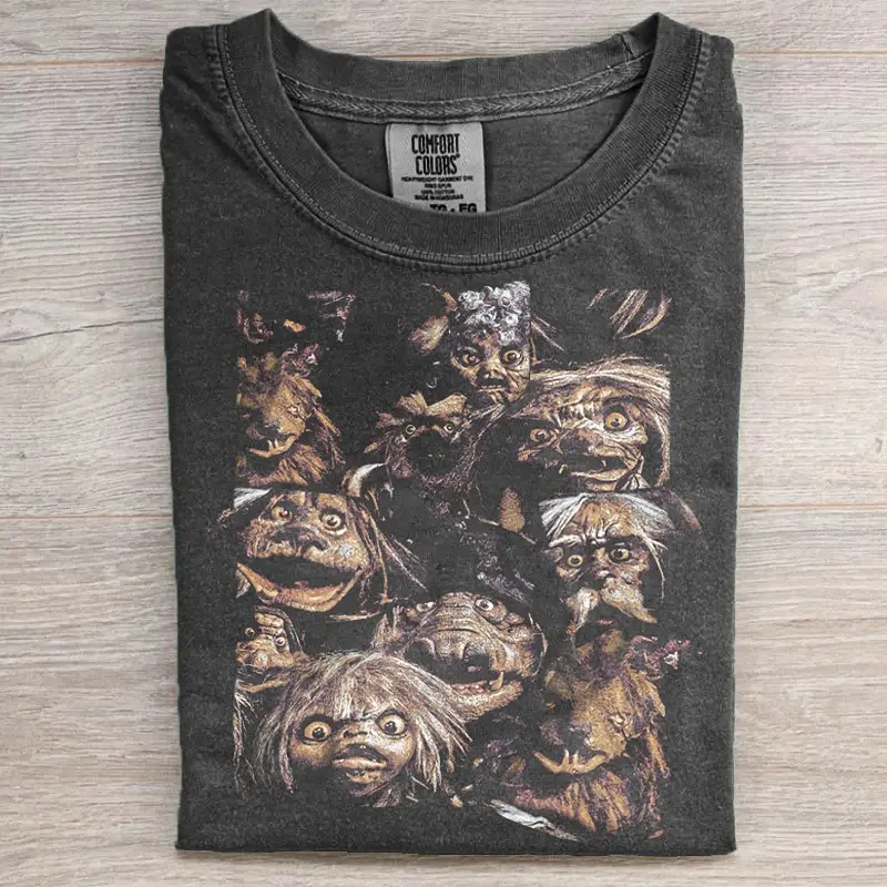 Labyrinth Goblins 1986 Vintage Fantasy Movie Shirt, Vintage Jim Henson Creature Graphic Tee, Acid Wash Nostalgia Apparel