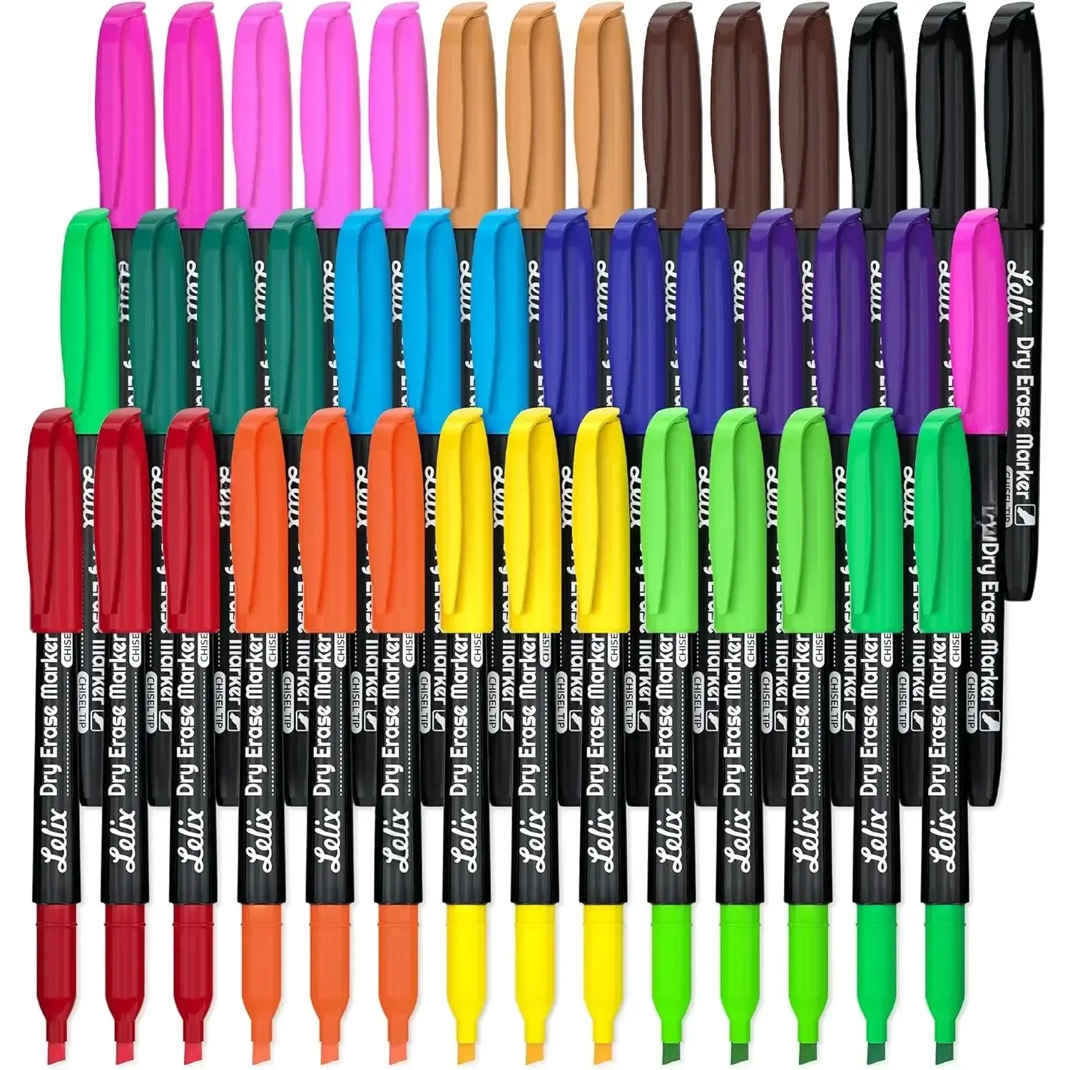 Eco-Friendly Dry Erase Markers - 42 Pack, 14 Colors, Chisel Tip, Bold Marks, ASTM D-4236 Certified, for Classroom, Office, Whiteboard & Mirror Writing