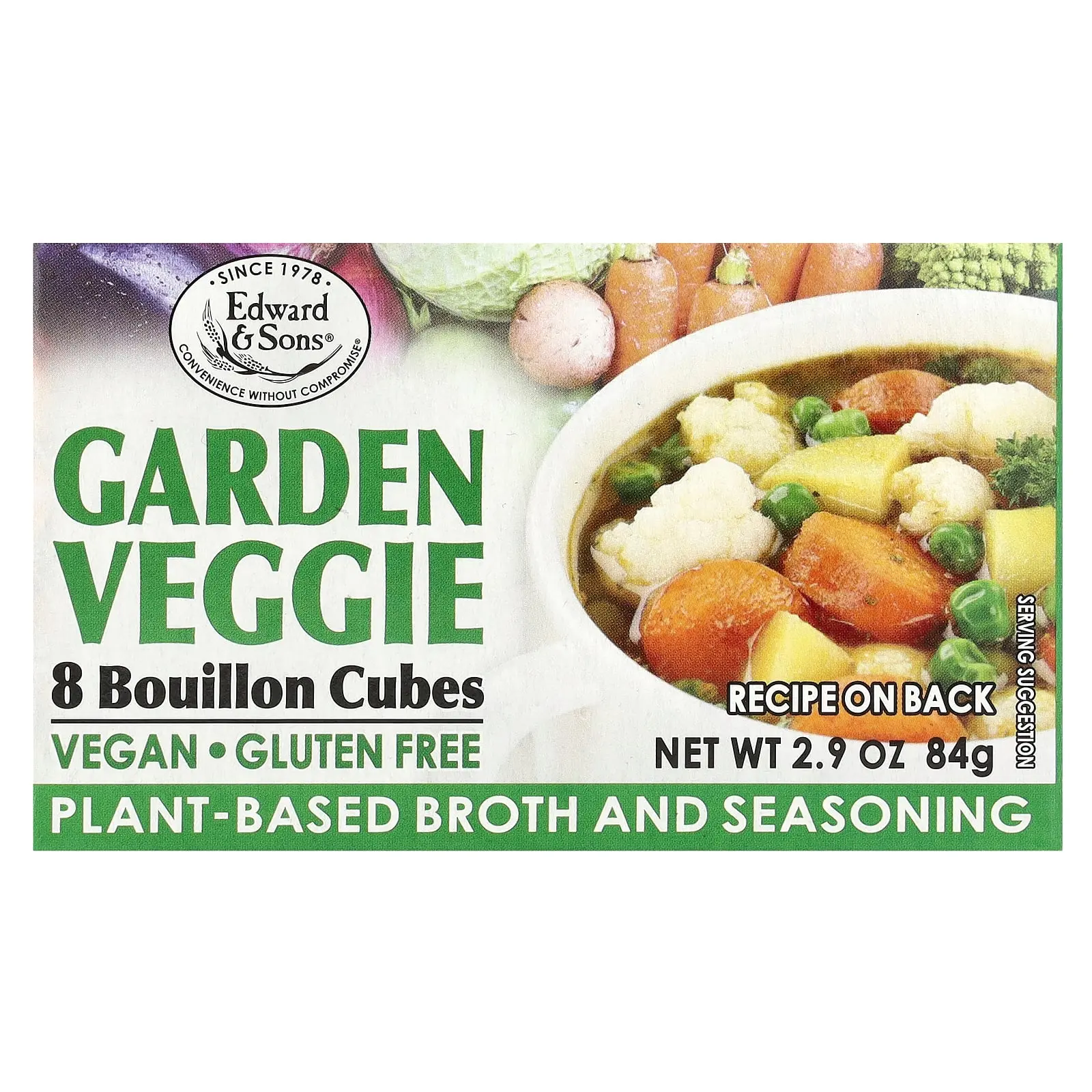 Edward & Sons Garden Veggie, Bouillon Cubes, 8 Cubes