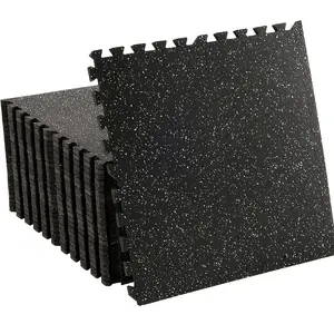 12-Pack Rubber Top Exercise Mats, High-Density Eva Foam, Excellent Shock Absorption, Interlocking Design, Ideal for Home Gym, Noise Reduction