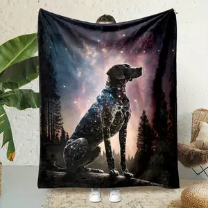 Starry Night German Shorthaired Pointer Blanket - Soft Double-Sided Flannel Suitable for All Seasons - Choice for Office Naps, Car, Sofa, and Outdoor Use - Unique Gift for Family and Friends - Flannel Throw Blanket