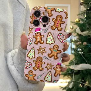 Eye-Catching Gingerbread Man and Christmas Tree Tpu Case for iPhone, Shockproof Full-Protection Design, Great Christmas Gift for Couples and Teens