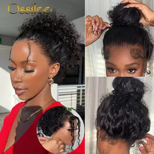 250% Density Water Wave Invisi Strap Snug Fit 360 HD Lace Frontal Wig Glueless Wigs Human Hair with Drawstring Pre Bleached 360 Full Lace Human Hair Wigs