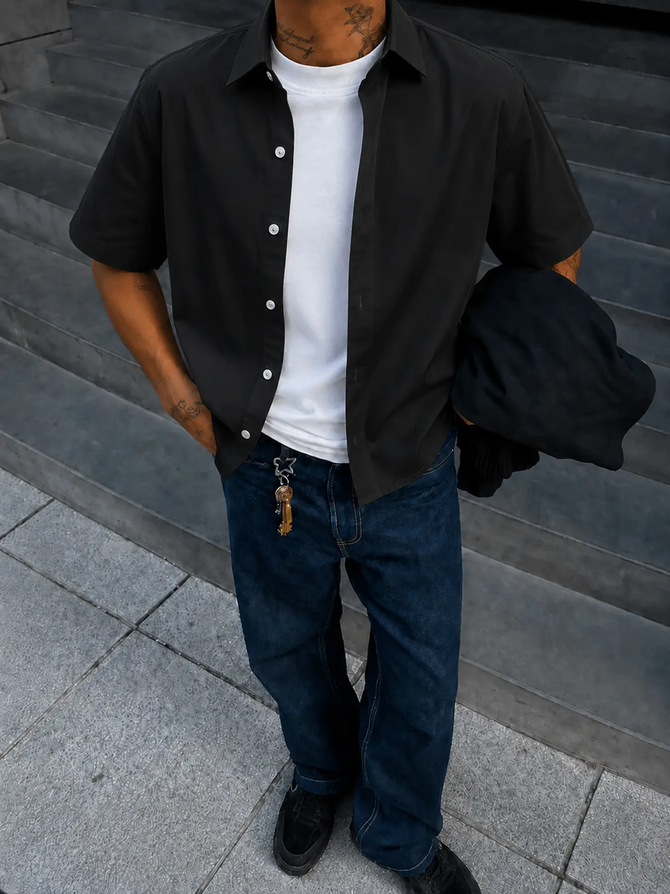 Men's Short Sleeve Shirt, Stylish Casual Solid Lightweight Button Up with Point Collar for Summer Work & Weekend, Tops, Shortsleeve, Menswear