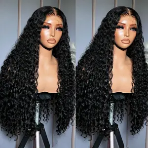 Bling Hair 32 34 36 In Deep Wave Human Hair Wigs 13x4 13x6 Lace Frontal Human Hair Wigs Brazilian 100% Human Hair Water Wave 4x4 Lace Closure Wig 180 Density