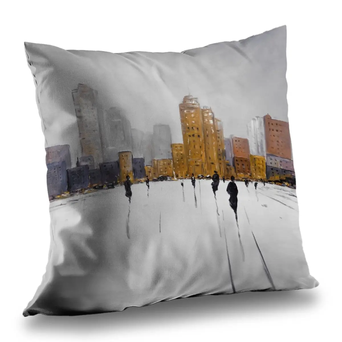 14x14 in. Skyline Print Office Building Twill Weave Throw Pillow - 360 Stand, Urban Artwork Textile, Soft Insert, Durable Cushions, Modern Decor for Home, Office Use, Home Decorative Cushion