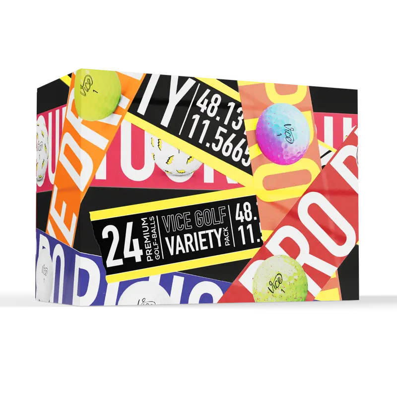 Golf Equipment 24-Pack - Vice Balls with Pro Tracer Align, Tour-Level Urethane, Bold Colorways, Drive Yellow & Cotton Candy Options for Enthusiasts, Varied Designs for Different Rounds