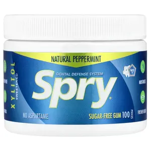 Xlear Spry®, Dental Defense System, Sugar-Free Gum, Natural Peppermint, 100 Pieces