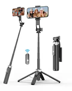 Selfie Stick Travel Tripod for Cell Phone with Remote Control and Phone Holder, Extendable Selfie Stick for iPhone, iPhone Tripod for Video Recording