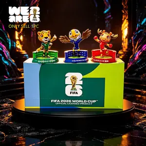 [FIFA Official Authentic] 2026 World Cup Mascot Collection Ornament Set, Including Three Styles: Canada Maple, Mexico Zayu,USA Clutch, 6cm/2.36inch, Authentic Fan Souvenir, Doll Toy & Action Figure, 1 Piece/3-Piece Set, 6DZB6QCB