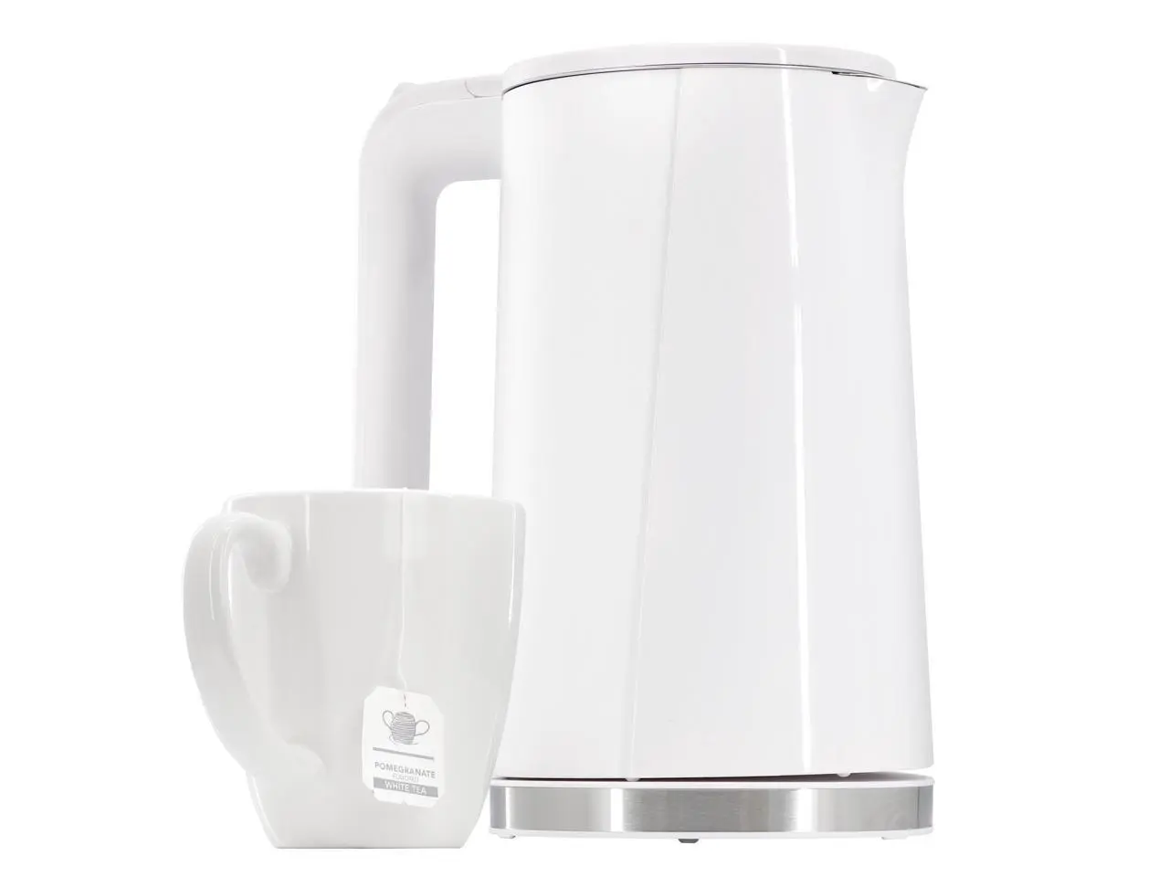 MegaChef White 1.7 Liter Double Wall Stainless Steel Electric Tea Kettle MegaChef White 1.7 Liter Double Wall Stainless Steel Electric Tea Kettle