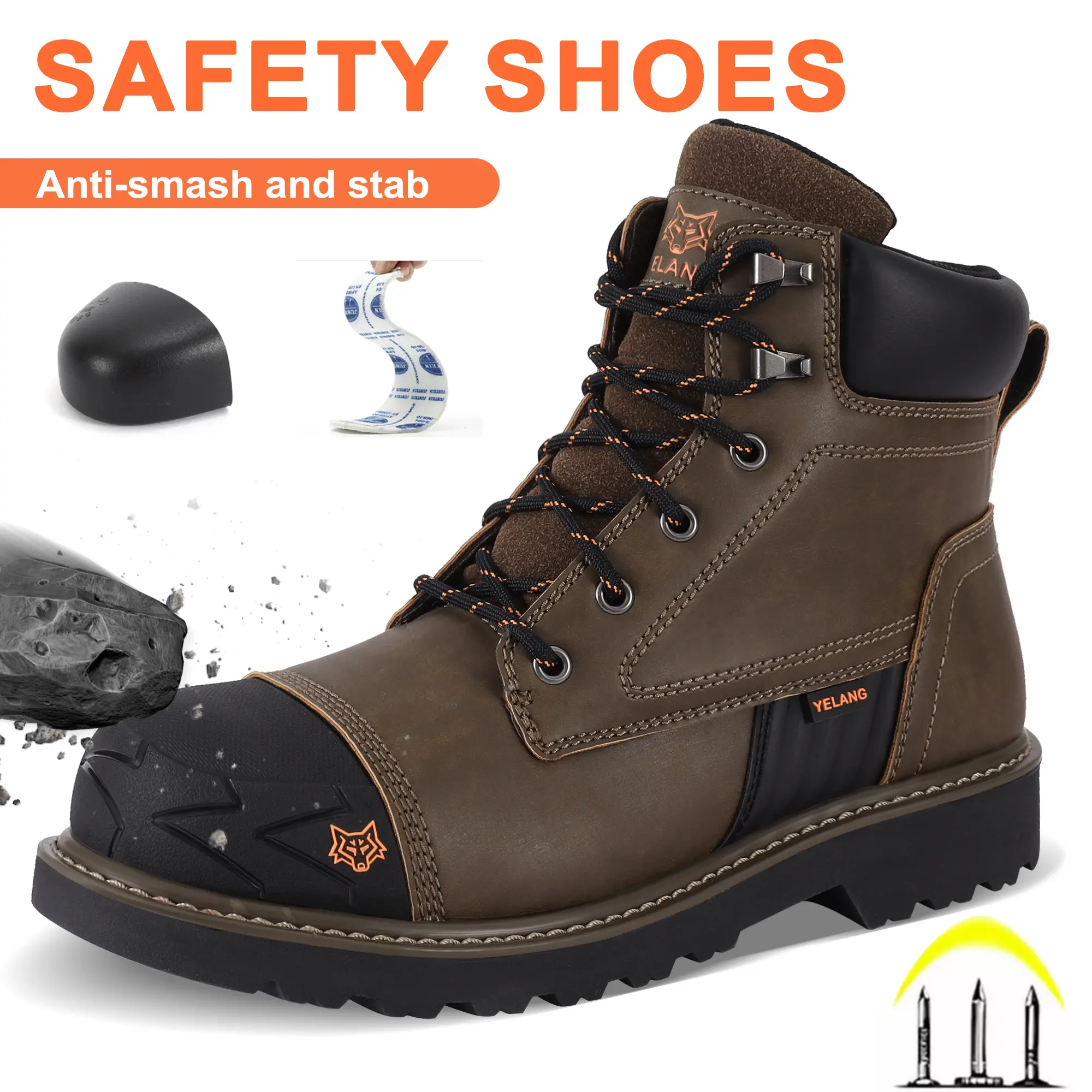 "Tank Work Boots for Men – Soft Toe Leather Construction Boots with Rubber Sole | Comfortable Work Shoes" Worker Creeper