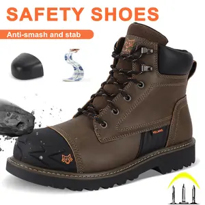 "Tank Work Boots for Men – Soft Toe Leather Construction Boots with Rubber Sole | Comfortable Work Shoes" Worker Creeper