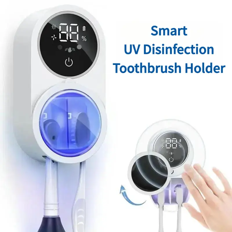 Automatic Induction Toothbrush Stand, Smart UV Toothbrush Sanitizer, USB Charging Toothbrush Disinfector Box, Wall Mount Toothbrush Holder Bathroom Storage Accessory#GLOBAL PICKS
