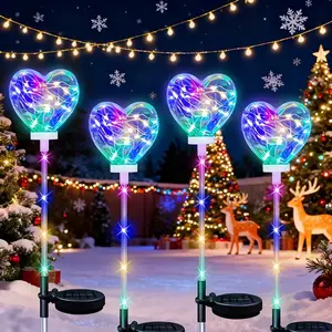 1pc Solar Outdoor Heart-Shaped Lawn Light, Colorful LED Landscape Pathway Light, Solar Garden Lights, IP44 Rated for Courtyards, Garden Decor, Rooftop Balconies, Wedding, Thanksgiving Decorations, Christmas Decorations, Halloween Decorations