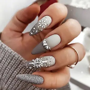24pcs Christmas Snowflake Rhinestone Nail Art Set, Includes Jelly Glue & File, Festive Manicure Accessories, Perfect for Holiday Nails, Nail Art Kits