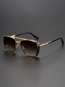 Unisex Retro Minimalist Sunglasses, Uv400 Protection, PC Frame, Metal & PC Combination, Ideal for Cycling, Music Festivals, Beach Weddings, Trendy Casual Sunglasses