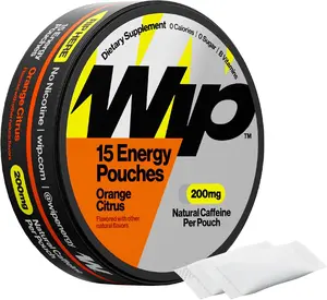 Wip Energy Pouches, 200 mg Natural Caffeine, Vitamins and Minerals, 15 Pouches Per can, 1 Can