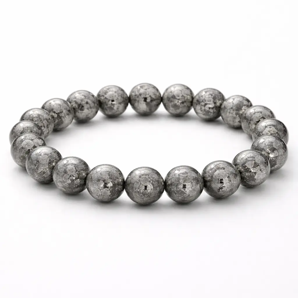 Lily Crystal Gibeon Iron Meteorite Crystal Bracelet, Beaded Bracelet with Elastic String, Pick Directly on Live. Each One is Different.