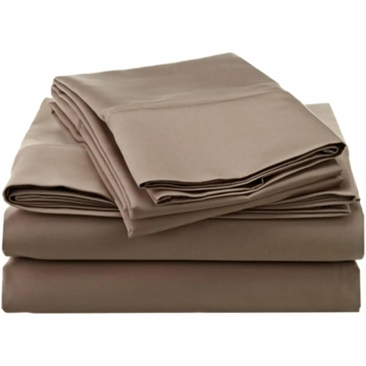 212 MAIN Egyptian Cotton Bed Sheets Set - 1200 High Thread Count, Solid Design, California King Size, Taupe, Includes Flat Sheet