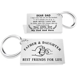 Father's Day Gifts for Dad - Best Dad Ever Keychain, Father & Daughter Best Friends For Life Keychain Birthday Gifts