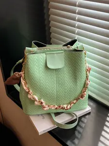 Women's Plaid Bucket Bag, Casual All-Season Shoulder Bag, Trendy Fashion Design, High-Quality Water Bucket Style