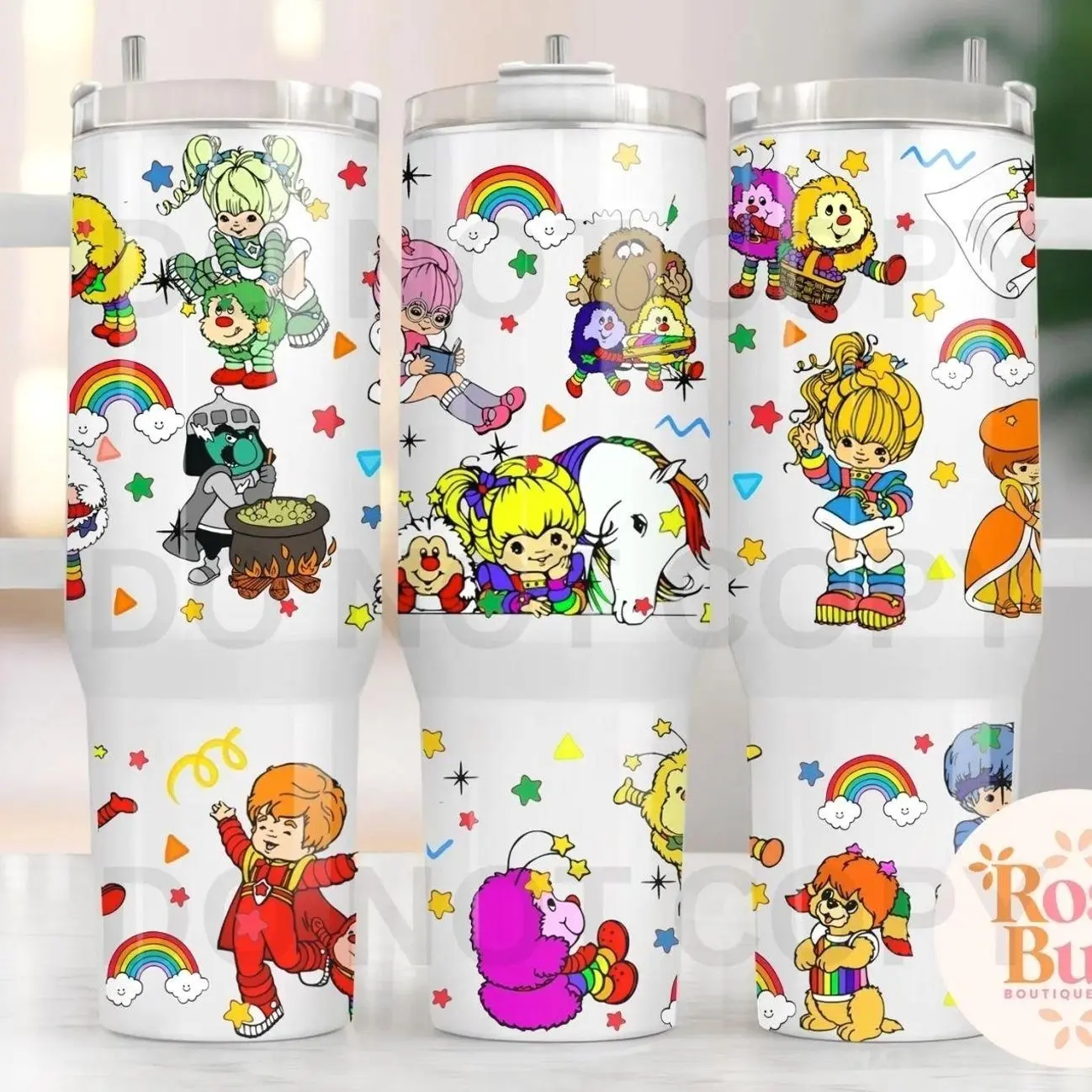 Rainbow 40oz Tumbler, 40oz Stanley Dupe, Rainbow Girl Tumbler, 80s Cartoon Character, 80s Vintage Tumbler, Besties