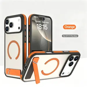 Phone Case: Luxurious magnetic stand phone case, suitable for iPhone 17 ProMax, 17Air, 17Pro, 16promax, 16pro, 16, 15, 14, 13, 12, with stand and anti-slip frame protection, perfect gift for friends and family Custom Monogram Pink Striped
