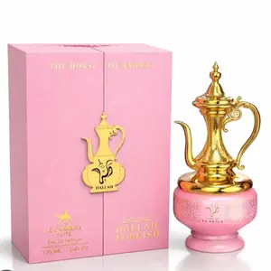 Emper Dallah Turkish 100ml Eau de Parfum for Women Floral-Oriental Scent with Litchi Pear Bergamot Tangerine Notes in Pink Packaging with Gold Accents