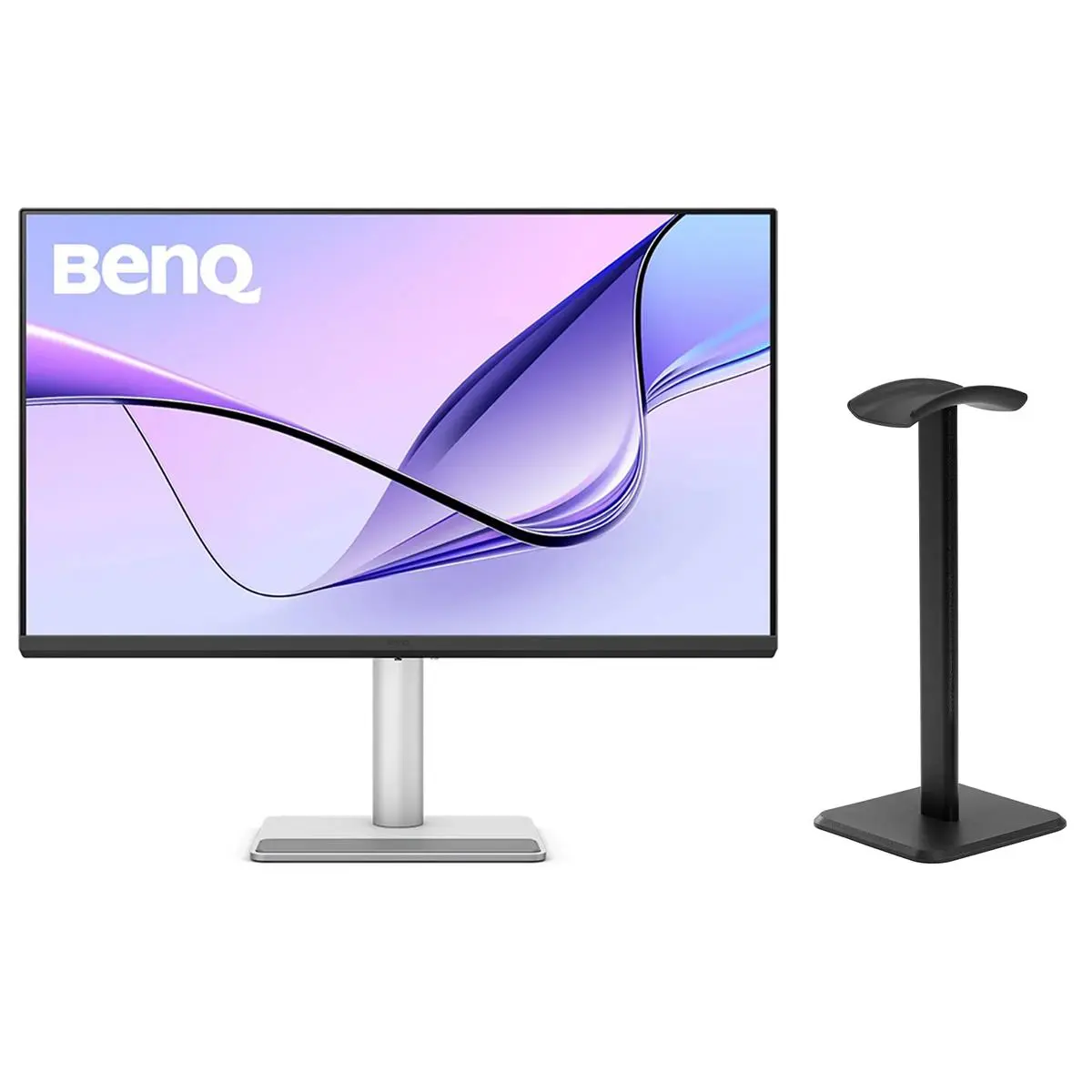 BenQ MA320U 31.5" 16:9 4K IPS HDR Monitor for Apple MacBook Series, Gray with Desktop Headphone Stand with Anti-Skid Silicone Base, Black