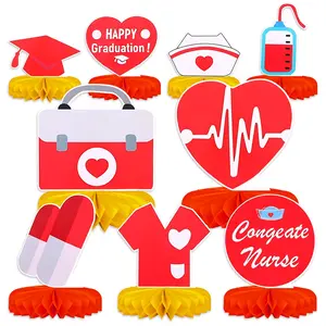 9pcs Nurse Party Honeycomb Centerpieces, Nurse Graduation Party Decorations, Medical Rn Nurse Grad Theme, Birthday Party, Baby Shower Supplies
