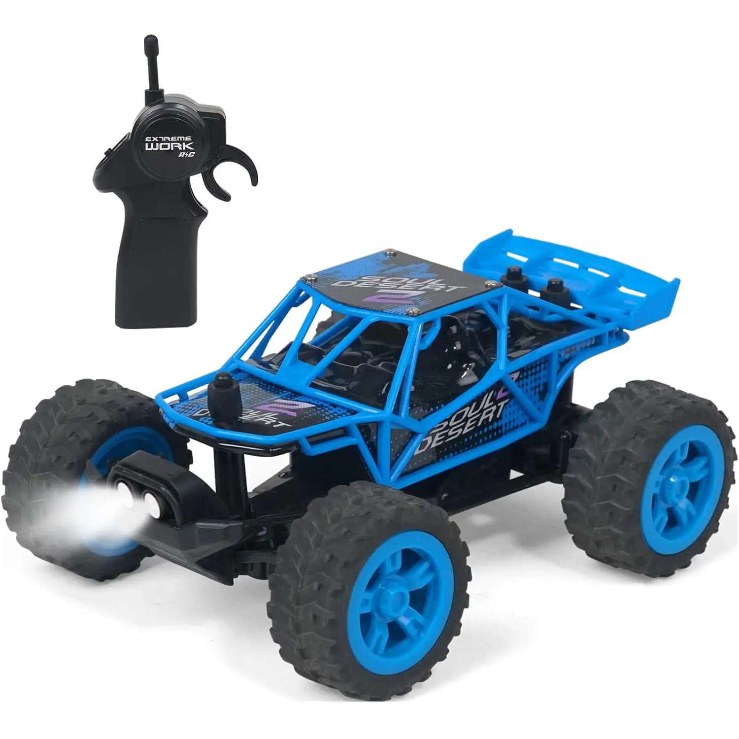 WOWRC 1/32 Scale 2.4Ghz RTR Rechargeable Remote Control Buggy - 25KM/h High Speed, LED Lights, Wireless Controller, ABS Plastic Indoor Rechargeable Race Car, Boys Kids Gift, Remote Control Car